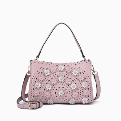 Piper 3D Floral Crossbody - Misty Rose
