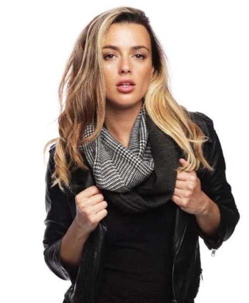 Glen Check Half-Knit Infinity Scarf Black