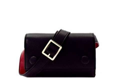 Button Accent Color Block Fanny Pack Black/Burgundy