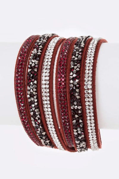 Crystal Layer Wrapped Cuff Burgundy