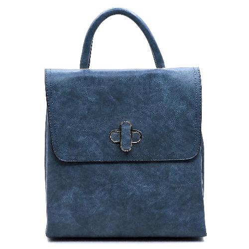 Twist Lock Flap Convertible Backpack Blue