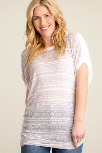 Striped Design Tunic Light Purple