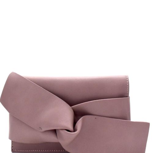 Bow Accent Clutch Mauve