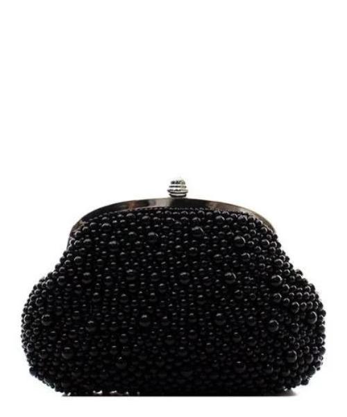 Faux Pearl Evening Clutch Black