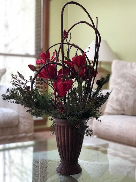 Christmas Greens in Ceramic Vase