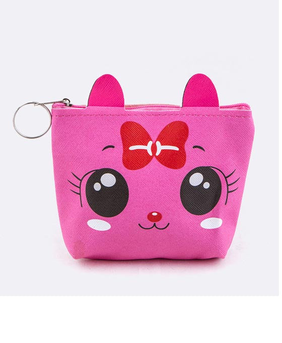 Comic Kitty Coin Purse Hot Pink