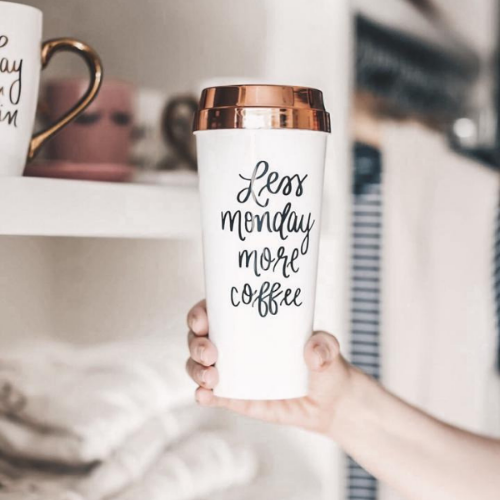 Less Monday More Coffee Travel Mug