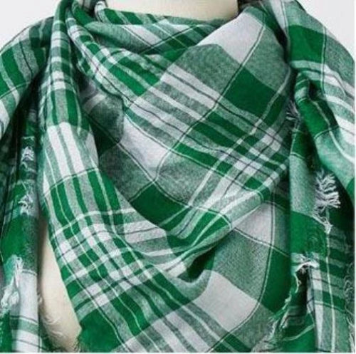 Assorted Green/White Scarves Style 1 (Plaid)