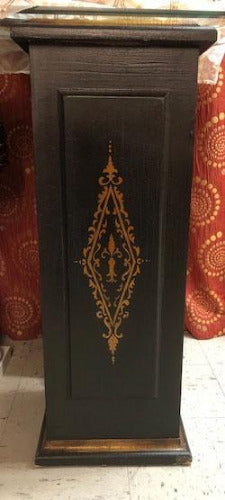 Black/Gold Decorative Wood Pillar/Plant Stand