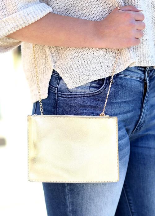 Marissa Metallic Crossbody/Clutch Gold