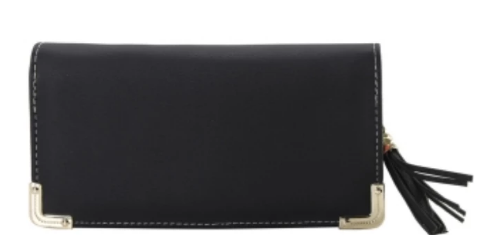 Classic Zip Around Colorblock Wallet Black