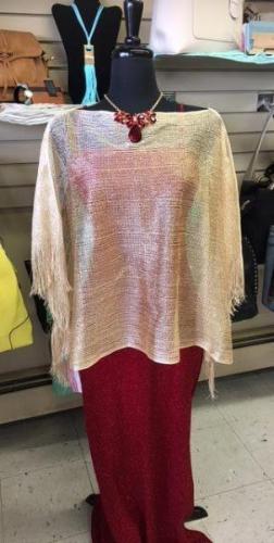 Stylish Lurex Poncho Gold