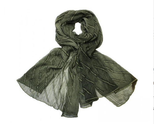 Silk Feel Lined Scarf Green