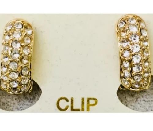 Half Loop Crystal Clip Earrings