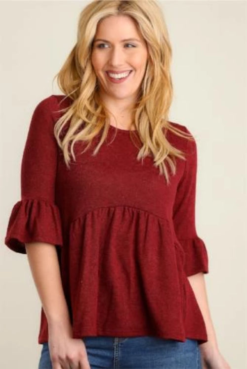 Babydoll Blouse Maroon