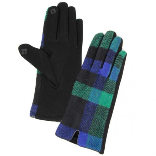 Plaid Smart Glove Navy