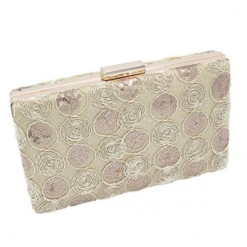 Swirl Sequin Evening Bag Gold