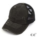 Distressed Criss Cross C.C Pony Cap Black