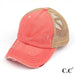 Distressed Criss Cross C.C Pony Cap Coral