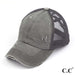 Distressed Criss Cross C.C Pony Cap Grey