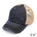 Distressed Criss Cross C.C Pony Cap Navy