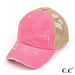 Distressed Criss Cross C.C Pony Cap Pink