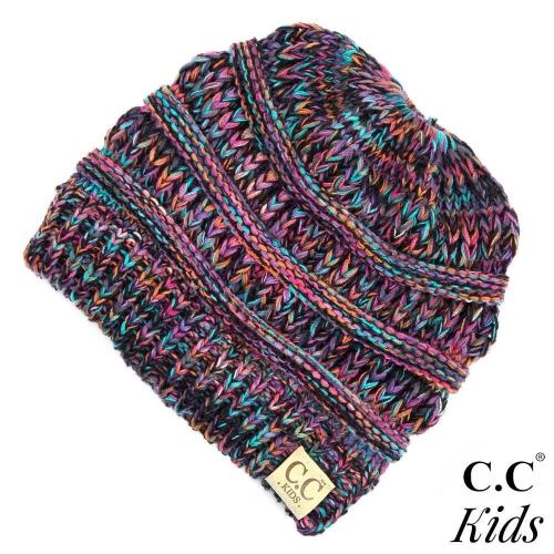 Multi-Color Messy Bun Beanie for Kids