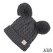 Kids Double Pom C.C Beanie Dark Grey
