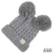 Kids Double Pom C.C Beanie Light Grey