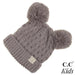 Kids Double Pom C.C Beanie Taupe