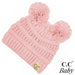 Double Pom Pom Baby Beanie Pale Pink