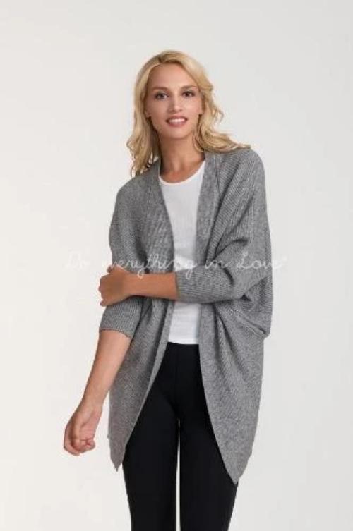 Ribbed Cocoon Cardigan Grey