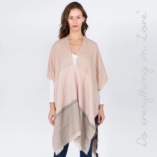 Colorblock Checker Print Kimono Pink