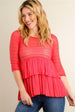 Crochet Tiered Blouse Coral