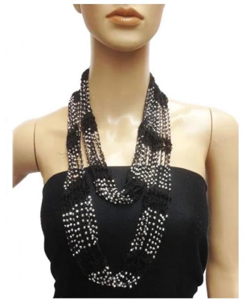Infinity Pearl/Jewel Scarf Black