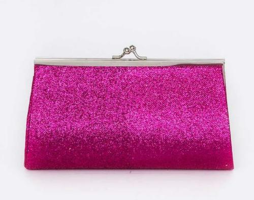 Glittered Clasp Clutch Pink