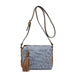Tassel Accent Whipstitched 3-Compartment Crossbody Denim