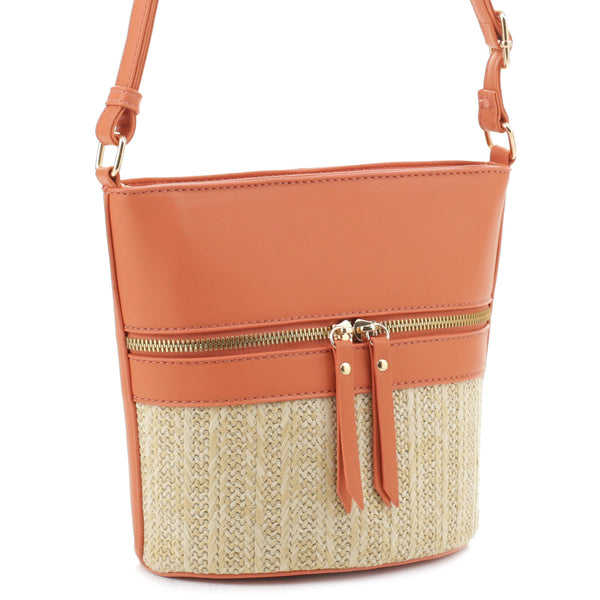 Straw Accent Crossbody Bag