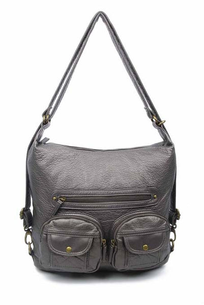 Ampere Creations Convertible Backpack Crossbody Purse Black