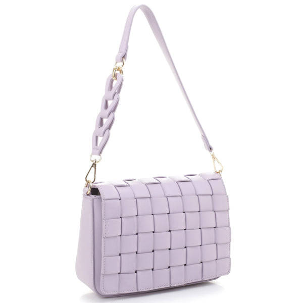 Woven Flap Shoulder Bag