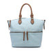 Front Zippered Pocket Satchel Light Blue