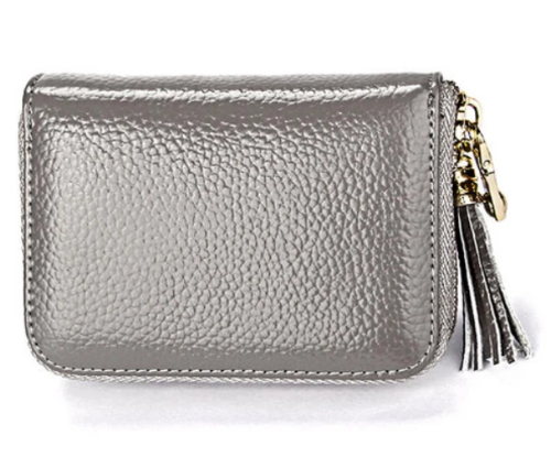 RFID Genuine Leather 15 Card Wallet Grey