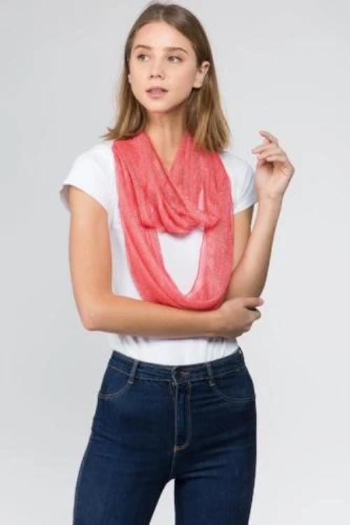 Fishnet Twist Infinity Scarf Coral