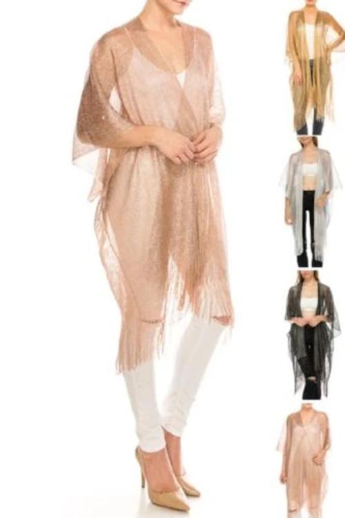 Lurex Fringe Cardigan Assorted Colors