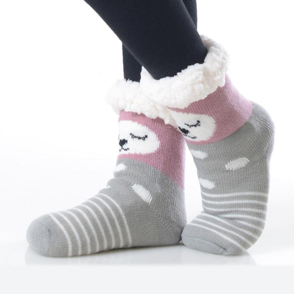 Kids Faux Sherpa Linked Slipper Socks