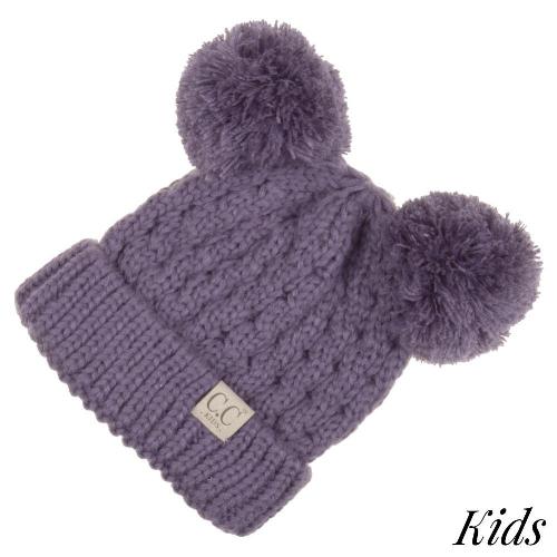 Kids Double Pom C.C Beanie Violet