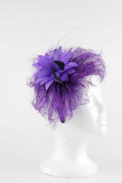 Feather Flower Fascinator Purple