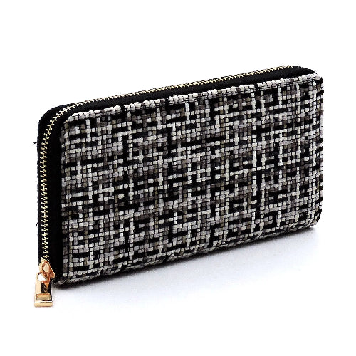 Fashion Woven Check Wallet Black