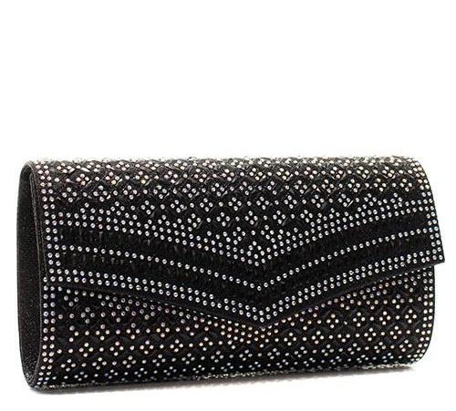 Decorative Rhinestone Clutch Black