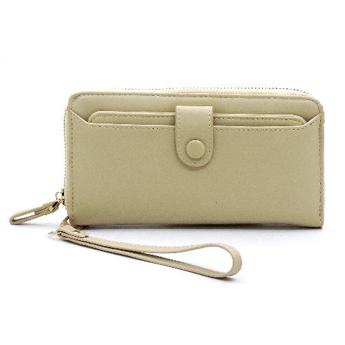 Zip Around Card Holder Wallet/Wristlet Beige